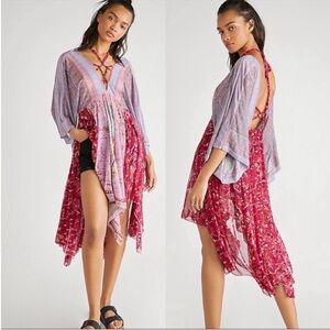 NWOT Free People Blanca Maxi Top Midi Dress Maxi Shirt Lavender Combo Size Small